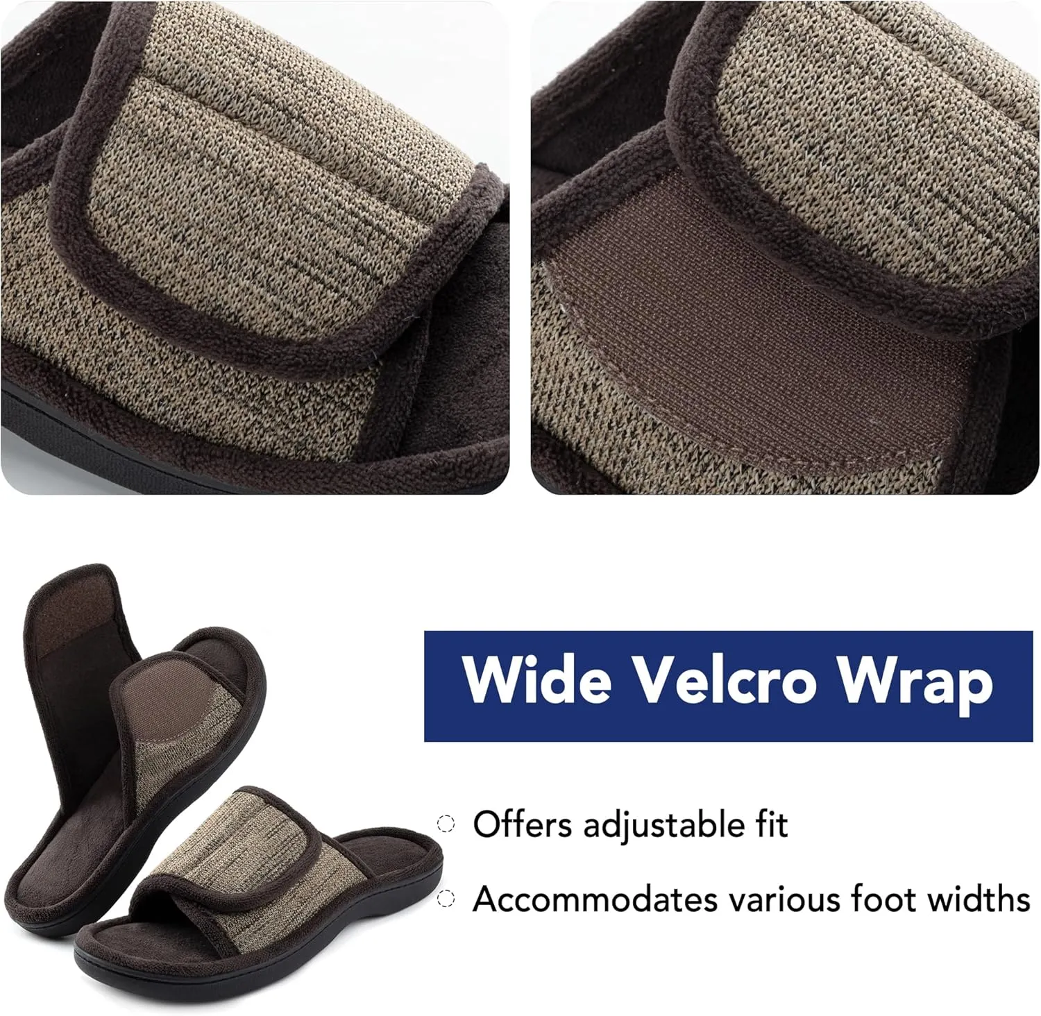 RockDove Men's Adjustable Wrap Memory Foam Slide Slipper