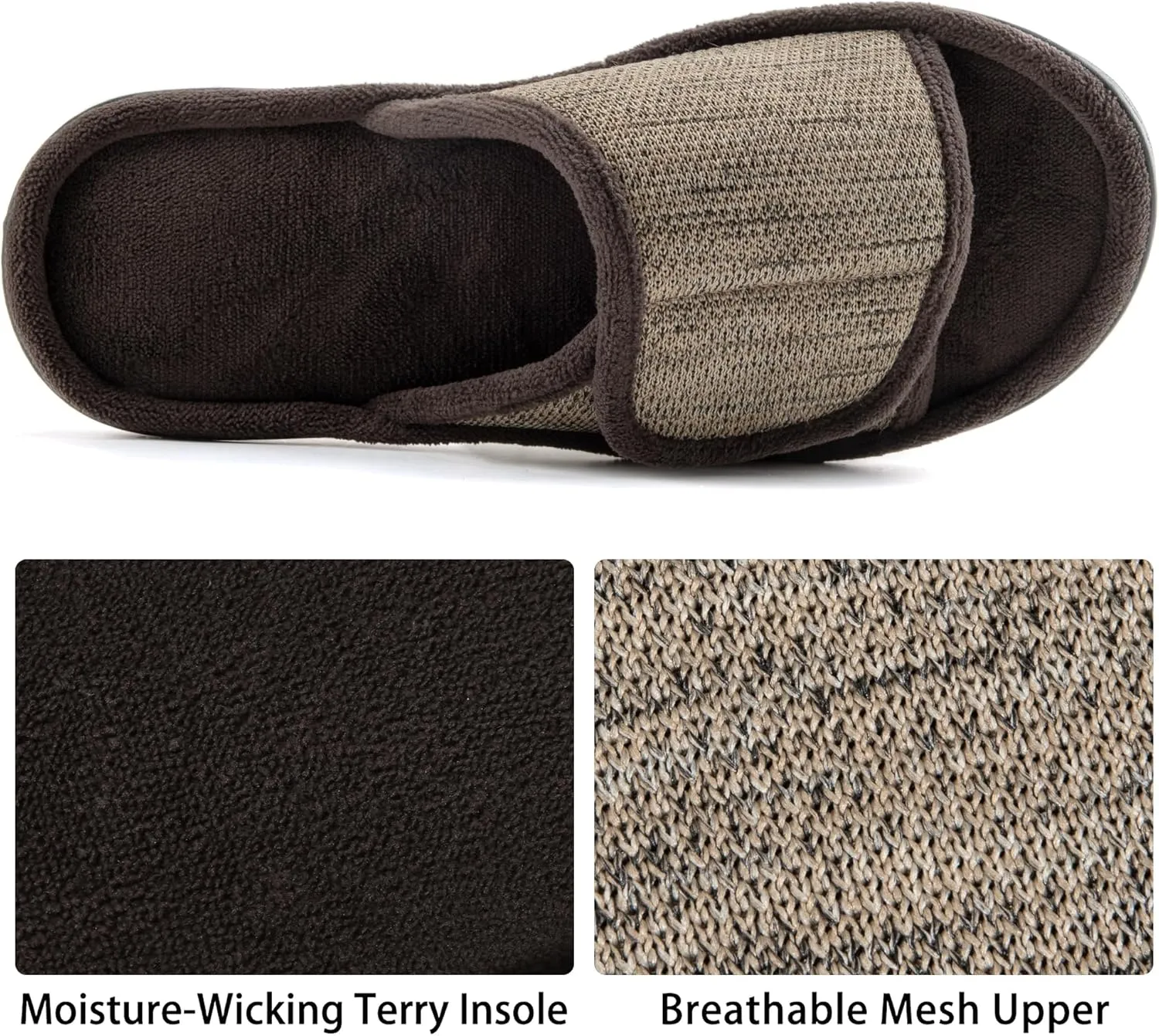 RockDove Men's Adjustable Wrap Memory Foam Slide Slipper