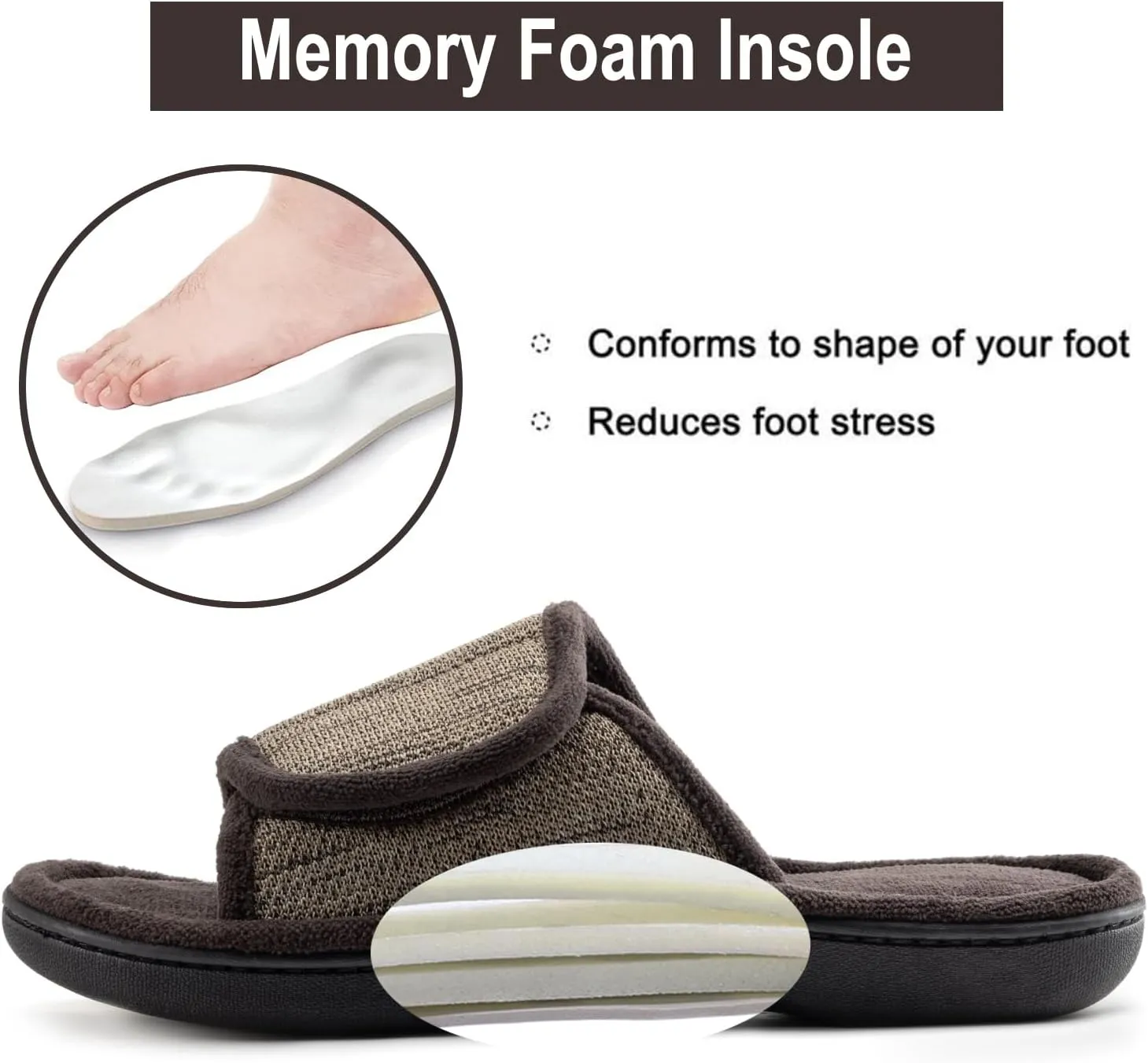 RockDove Men's Adjustable Wrap Memory Foam Slide Slipper