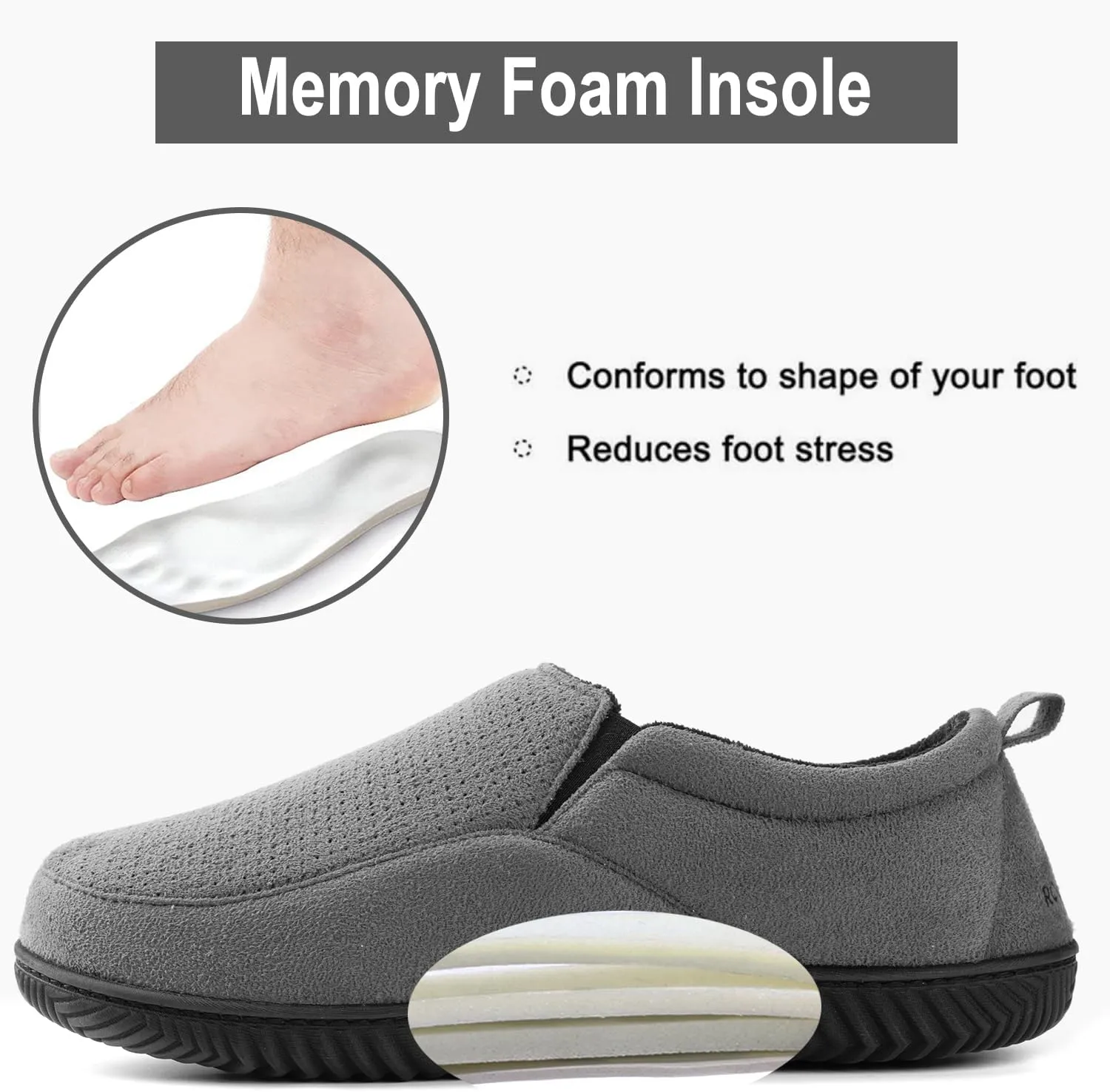 RockDove Men's Breathable Mesh Memory Foam Slipper with Nonslip Sole