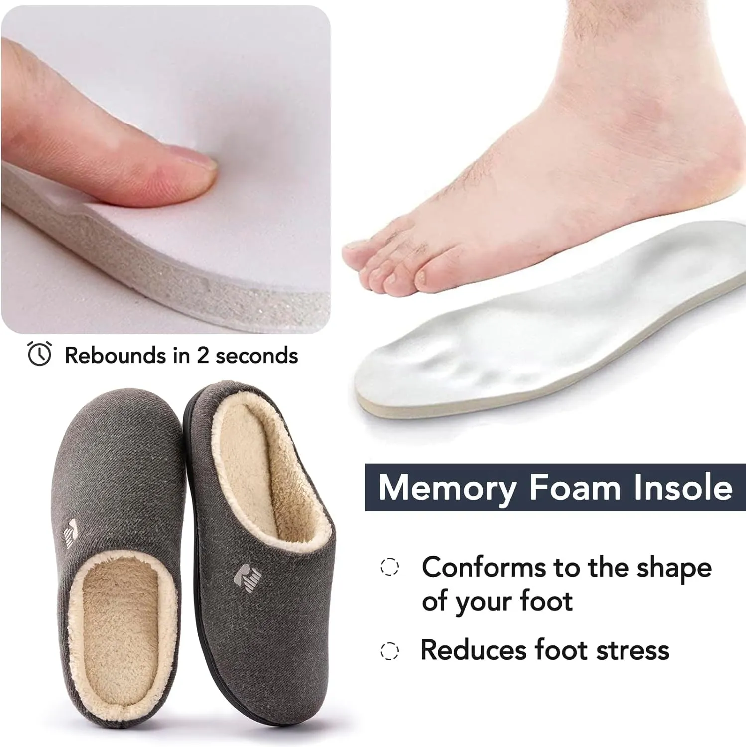 RockDove Men's Sherpa Lined Memory Foam Clog Slipper