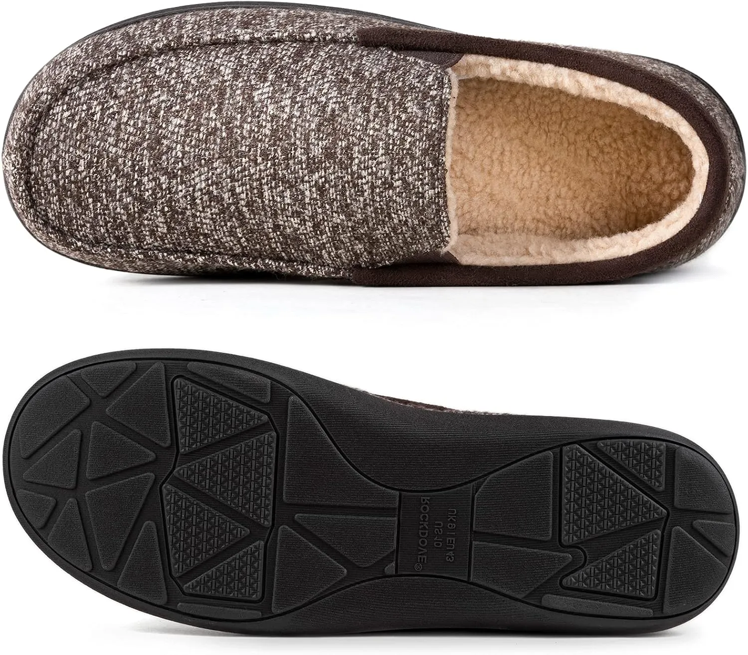 RockDove Men's Sherpa Lined Memory Foam Moc Slipper