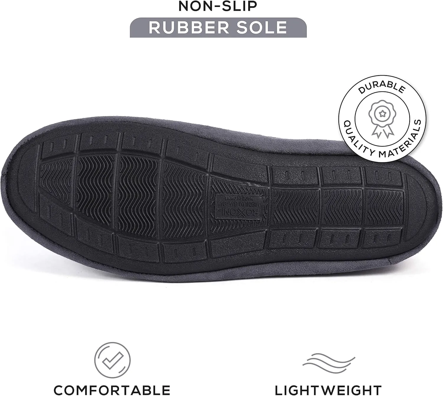 Roxoni Men Slippers, Suede Moccasin Slipper with Memory Foam