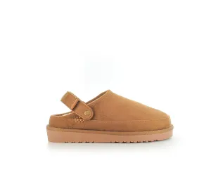Ruby: Memory Foam Ankle Strap Faux Fur Slippers - Chestnut