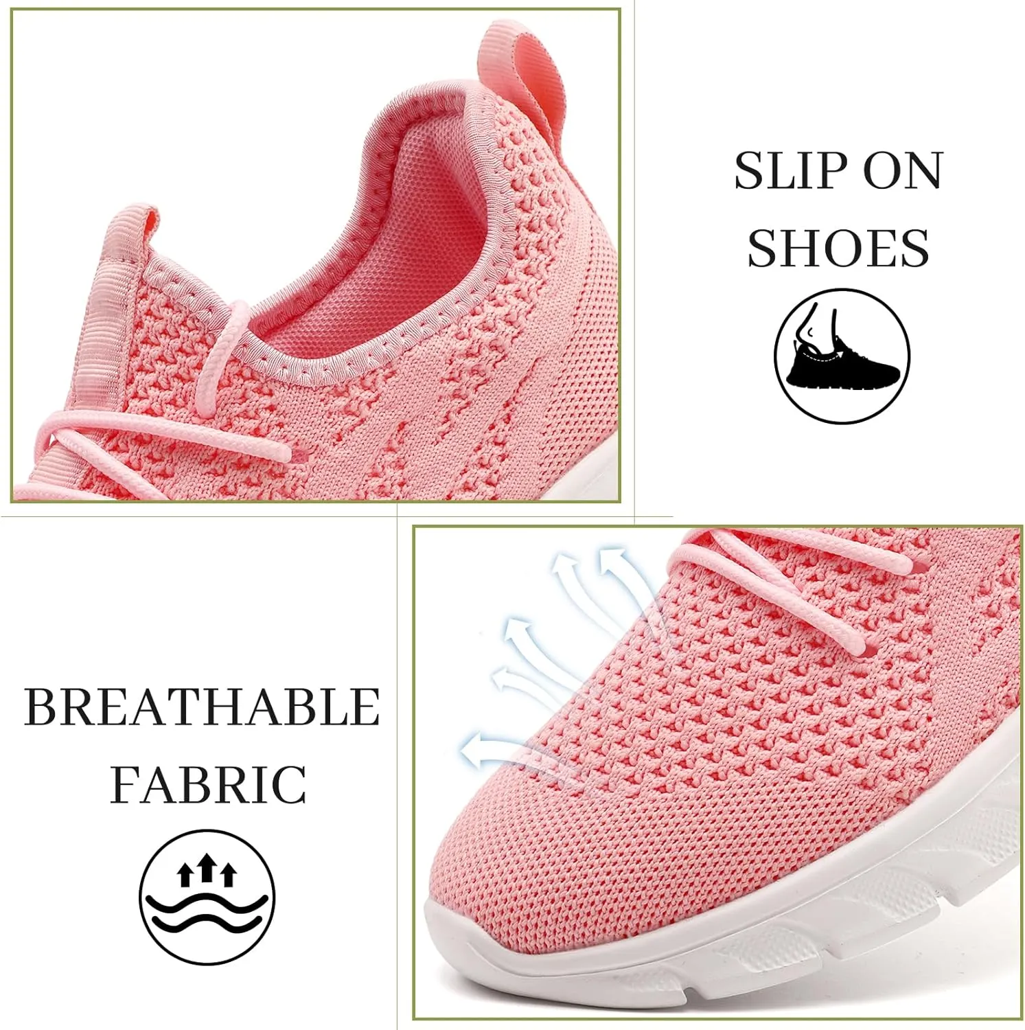 Running Shoes Women Tennis Walking Sneakers Slip On Gym Shoes Non Slip Workout Sneakers for Womens Casual Mesh Footware Fashion Lightweight