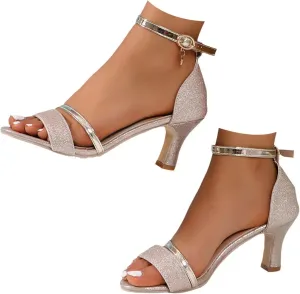Sandals for Women 2025 Buckle Heels Stiletto Square Open Toe Sandals Mid Heeled Sandals Wedding Dress Shoes