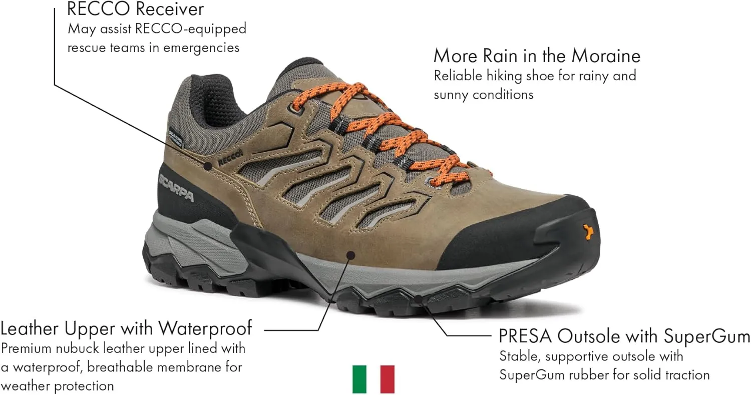 SCARPA Men's Moraine WP Waterproof Breathable Shoes for Backpacking & Hiking