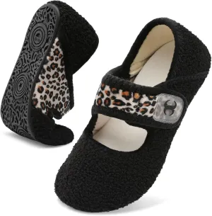 Scurtain Comfy House Slippers for Women Men Wide Diabetic Sock Slippers Soft Slip On Slippers Cozy Barefoot House Shoes