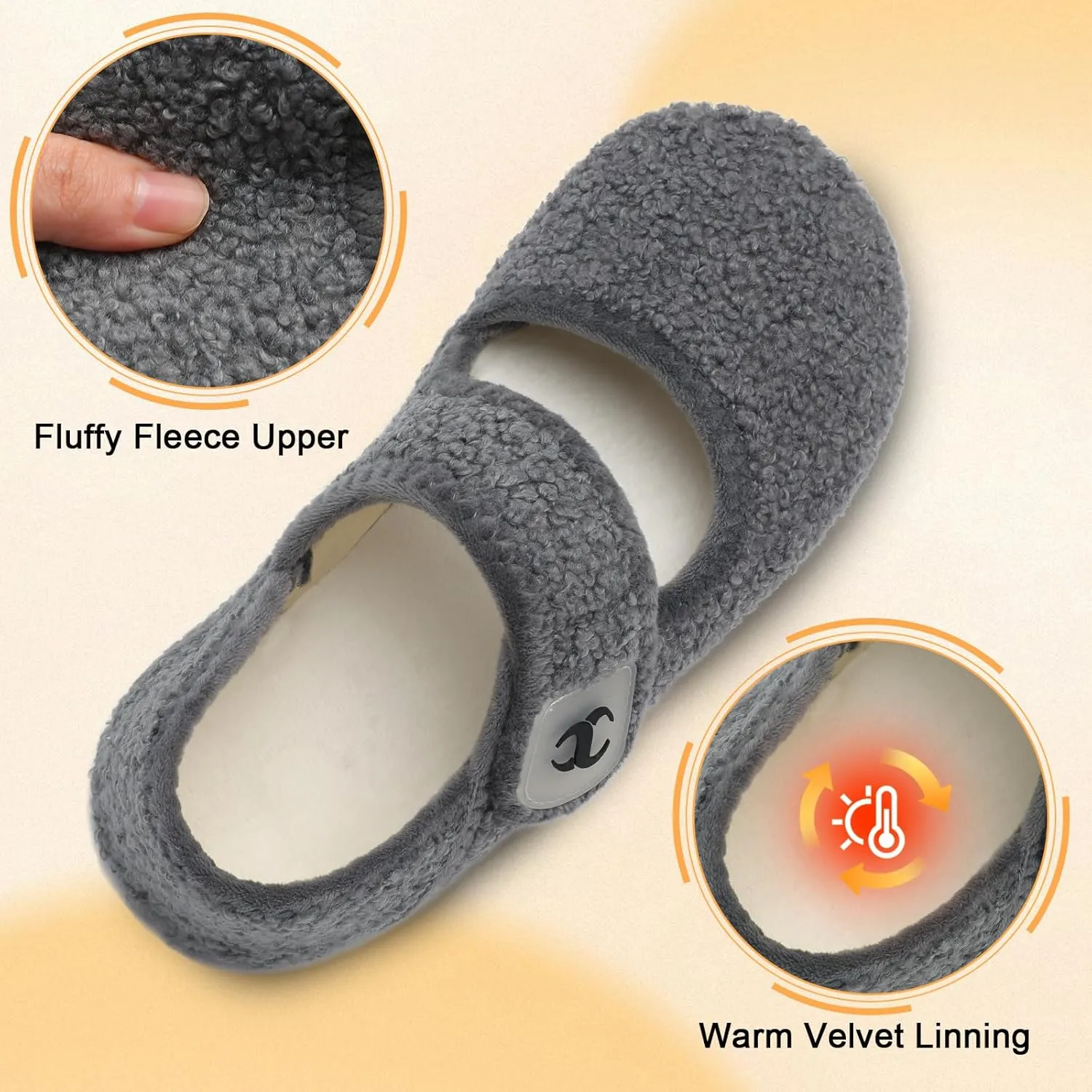 Scurtain Comfy House Slippers for Women Men Wide Diabetic Sock Slippers Soft Slip On Slippers Cozy Barefoot House Shoes