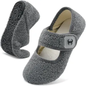 Scurtain Comfy House Slippers for Women Men Wide Diabetic Sock Slippers Soft Slip On Slippers Cozy Barefoot House Shoes