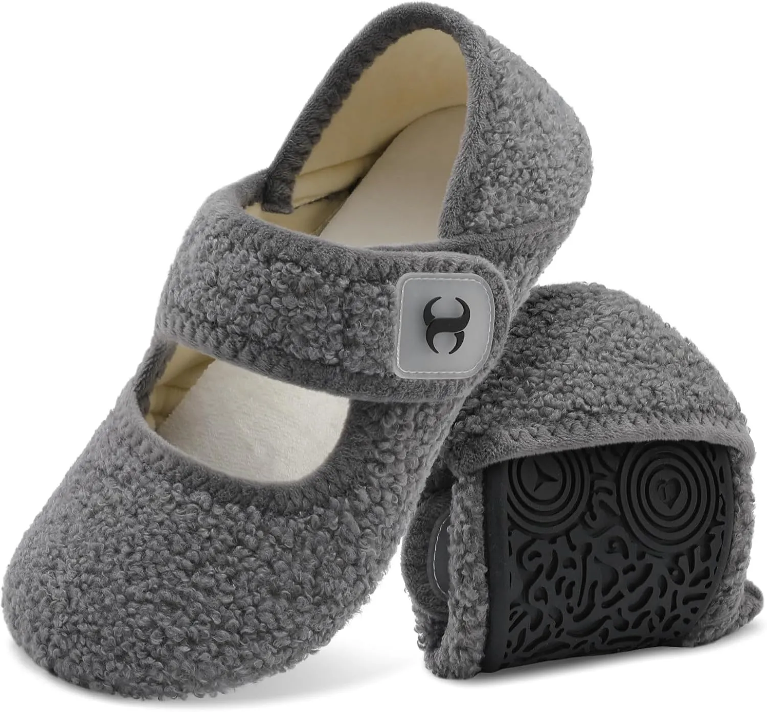 Scurtain Comfy House Slippers for Women Men Wide Diabetic Sock Slippers Soft Slip On Slippers Cozy Barefoot House Shoes
