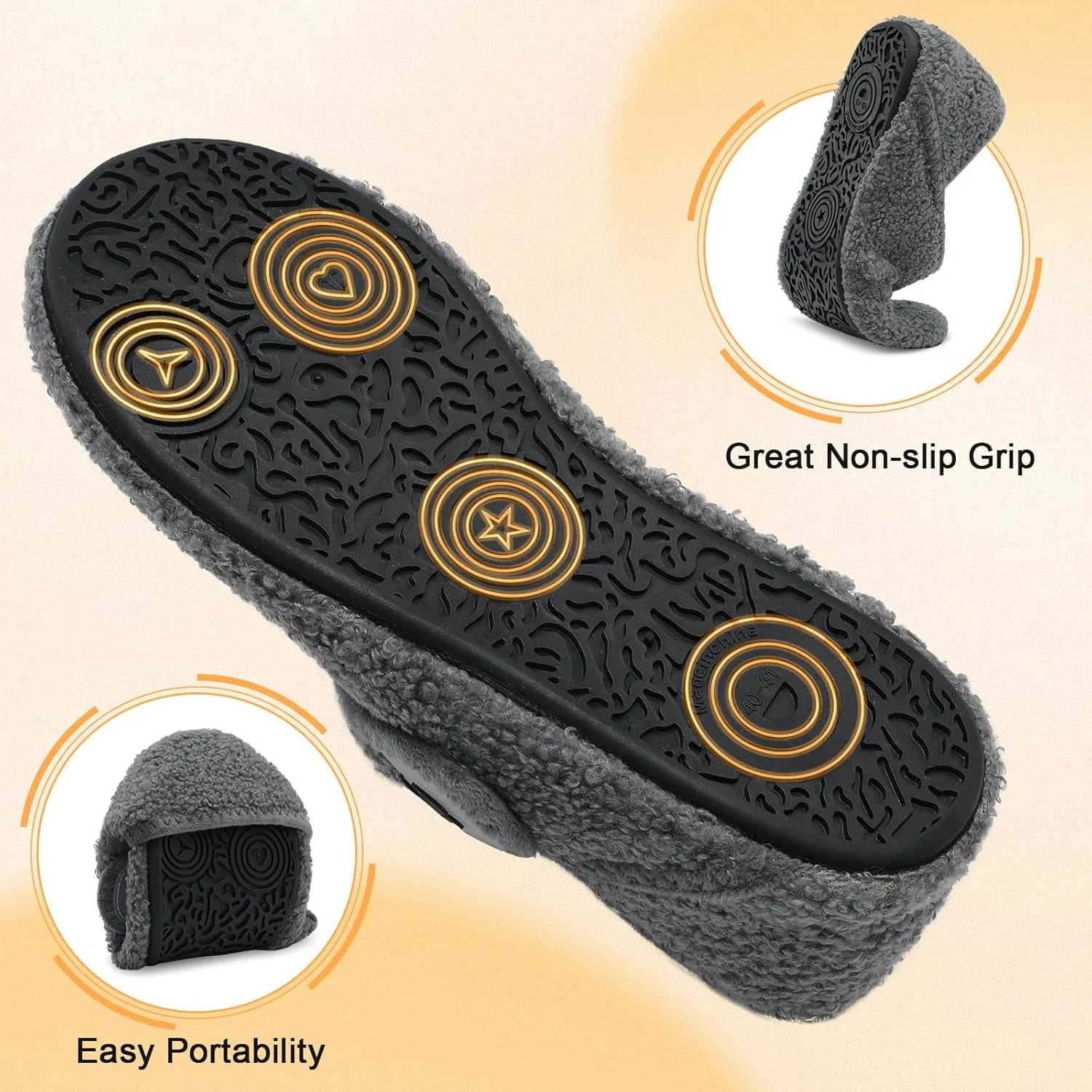 Scurtain Comfy House Slippers for Women Men Wide Diabetic Sock Slippers Soft Slip On Slippers Cozy Barefoot House Shoes
