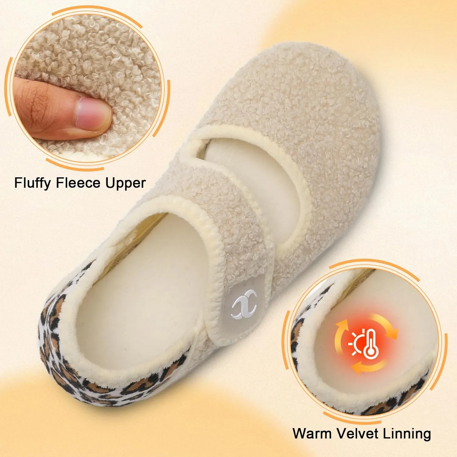Scurtain Comfy House Slippers for Women Men Wide Diabetic Sock Slippers Soft Slip On Slippers Cozy Barefoot House Shoes
