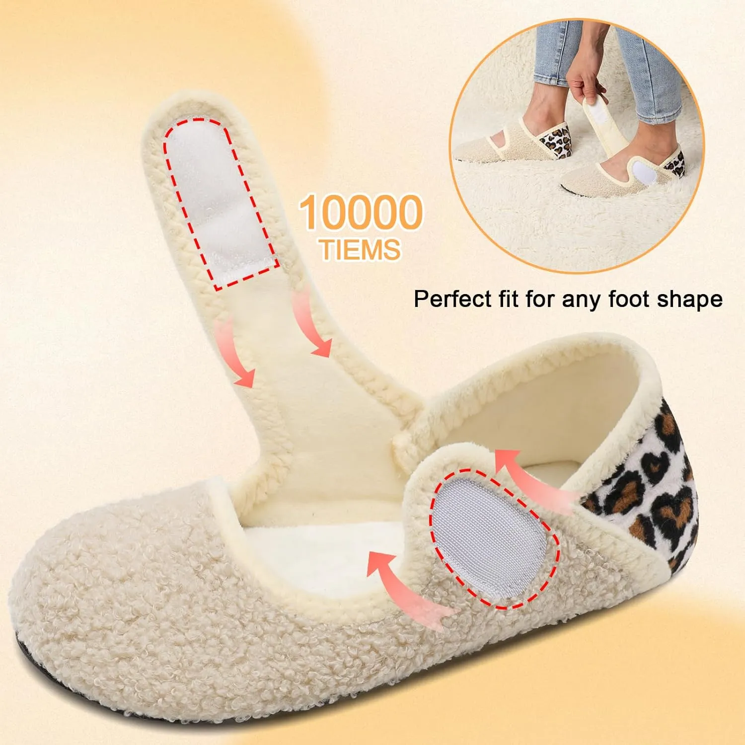 Scurtain Comfy House Slippers for Women Men Wide Diabetic Sock Slippers Soft Slip On Slippers Cozy Barefoot House Shoes