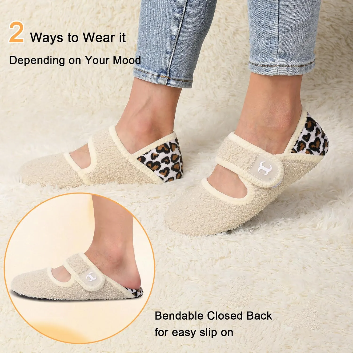 Scurtain Comfy House Slippers for Women Men Wide Diabetic Sock Slippers Soft Slip On Slippers Cozy Barefoot House Shoes