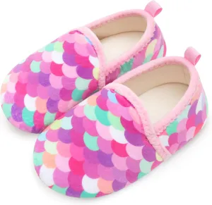 Scurtain Unisex Big Kids Little Kids Slippers Socks Artificial Woolen Slippers with Non-slip Rubber Sole for Big Boys Girls Little Boys Girls