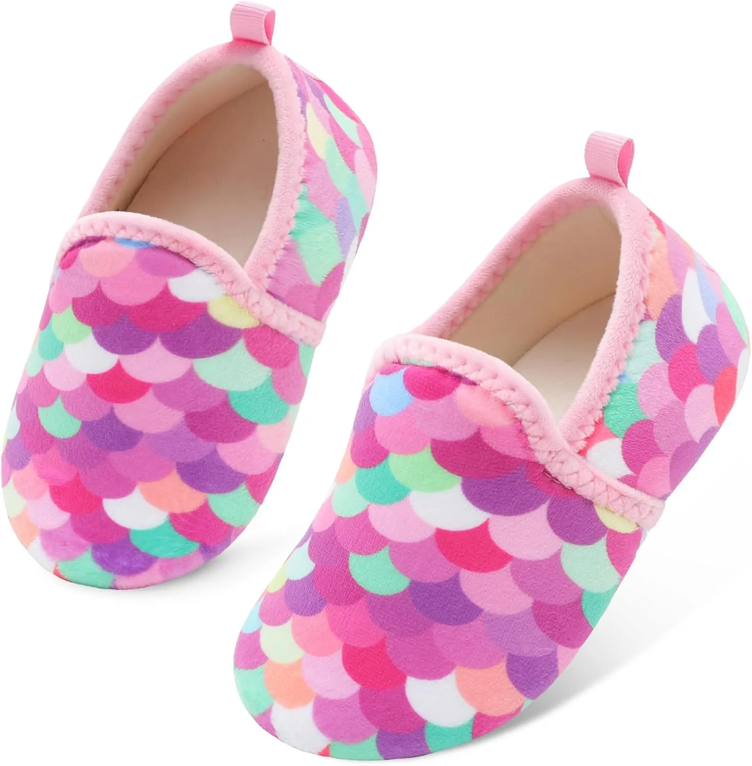 Scurtain Unisex Big Kids Little Kids Slippers Socks Artificial Woolen Slippers with Non-slip Rubber Sole for Big Boys Girls Little Boys Girls
