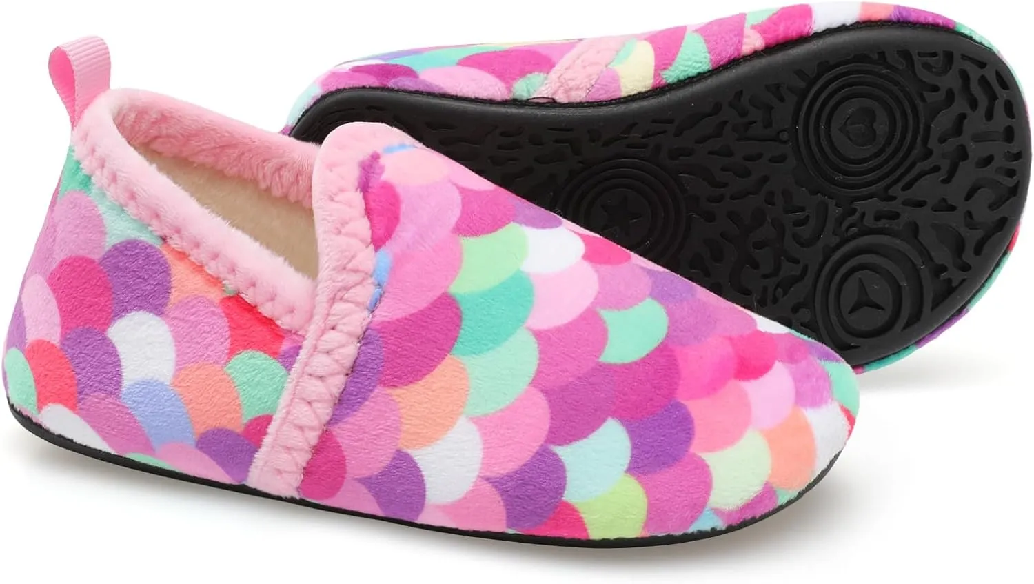 Scurtain Unisex Big Kids Little Kids Slippers Socks Artificial Woolen Slippers with Non-slip Rubber Sole for Big Boys Girls Little Boys Girls