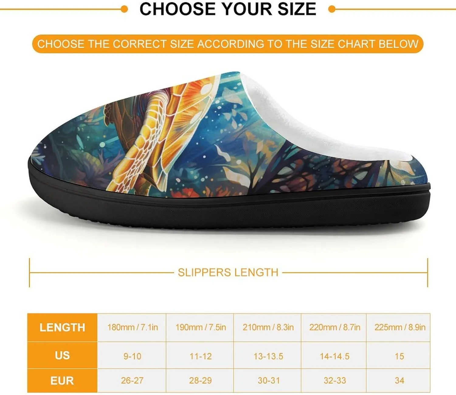 Sea Turtle Kids Slippers for Girls Boys Winter Warm Plush Slip On House Slippers for Indoor Outdoor