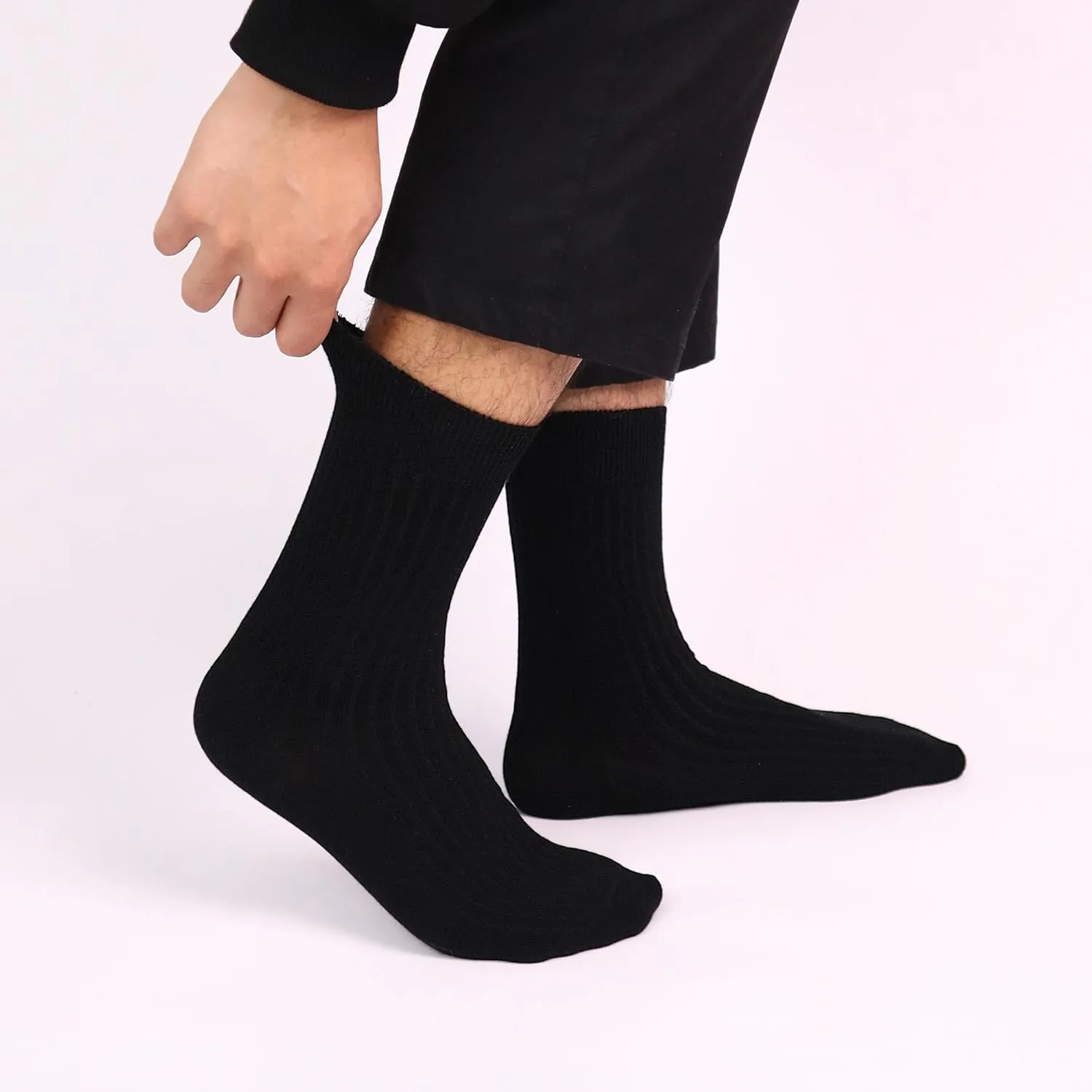 SERISIMPLE Men's Dress Socks - Bamboo Viscose Thin Ribbed Knit, Silky & Soft, Lightweight Business Crew Socks 5 Pairs