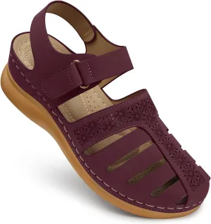 SHIBEVER Closed Toe Sandals Women: Summer Dressy Wedge Sandal - Fisherman Comfortable Hollow Out Sandals
