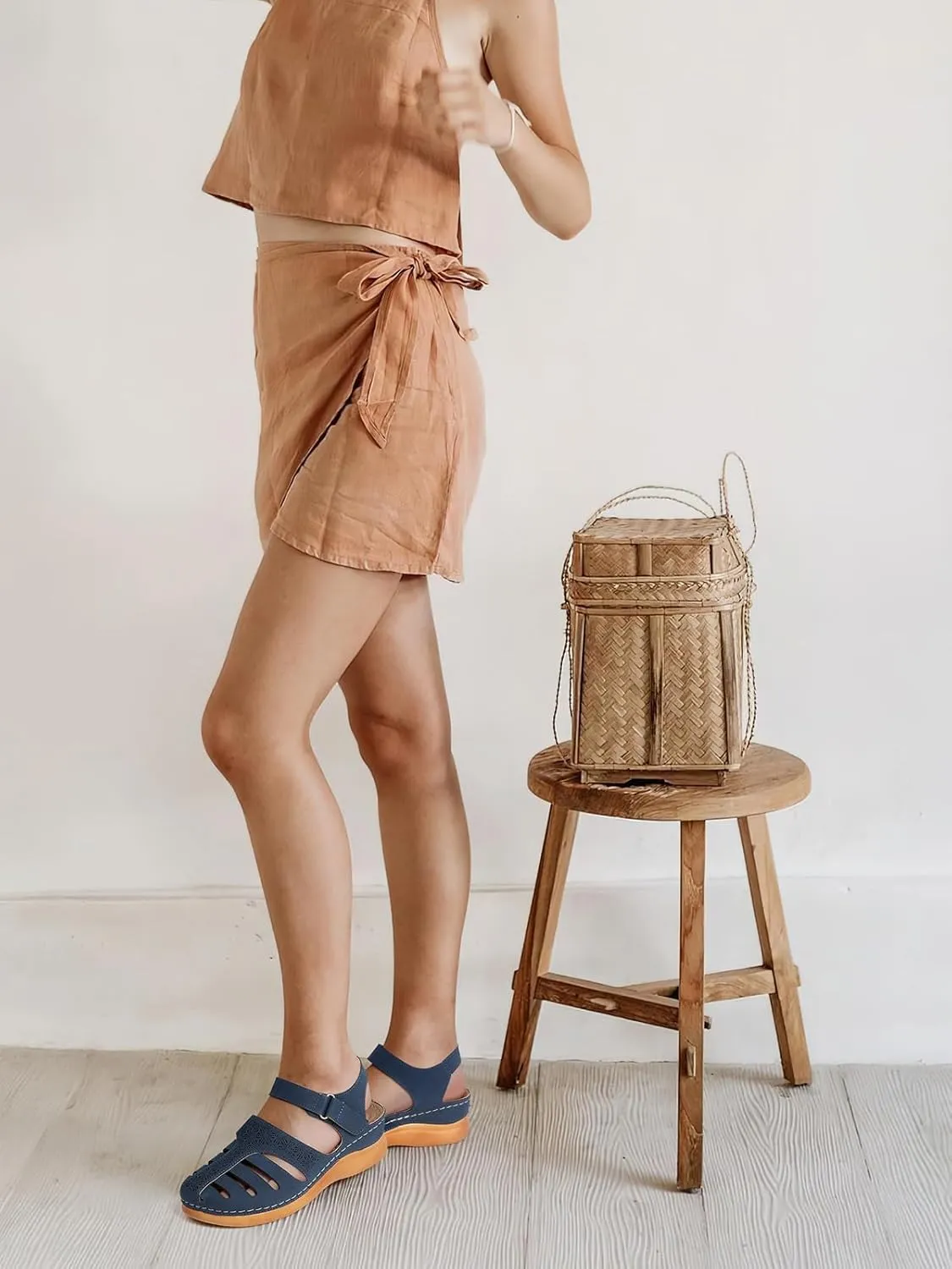 SHIBEVER Closed Toe Sandals Women: Summer Dressy Wedge Sandal - Fisherman Comfortable Hollow Out Sandals