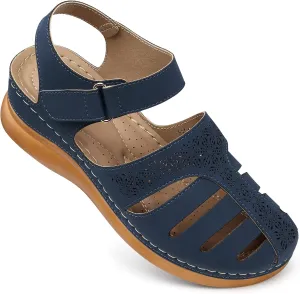 SHIBEVER Closed Toe Sandals Women: Summer Dressy Wedge Sandal - Fisherman Comfortable Hollow Out Sandals