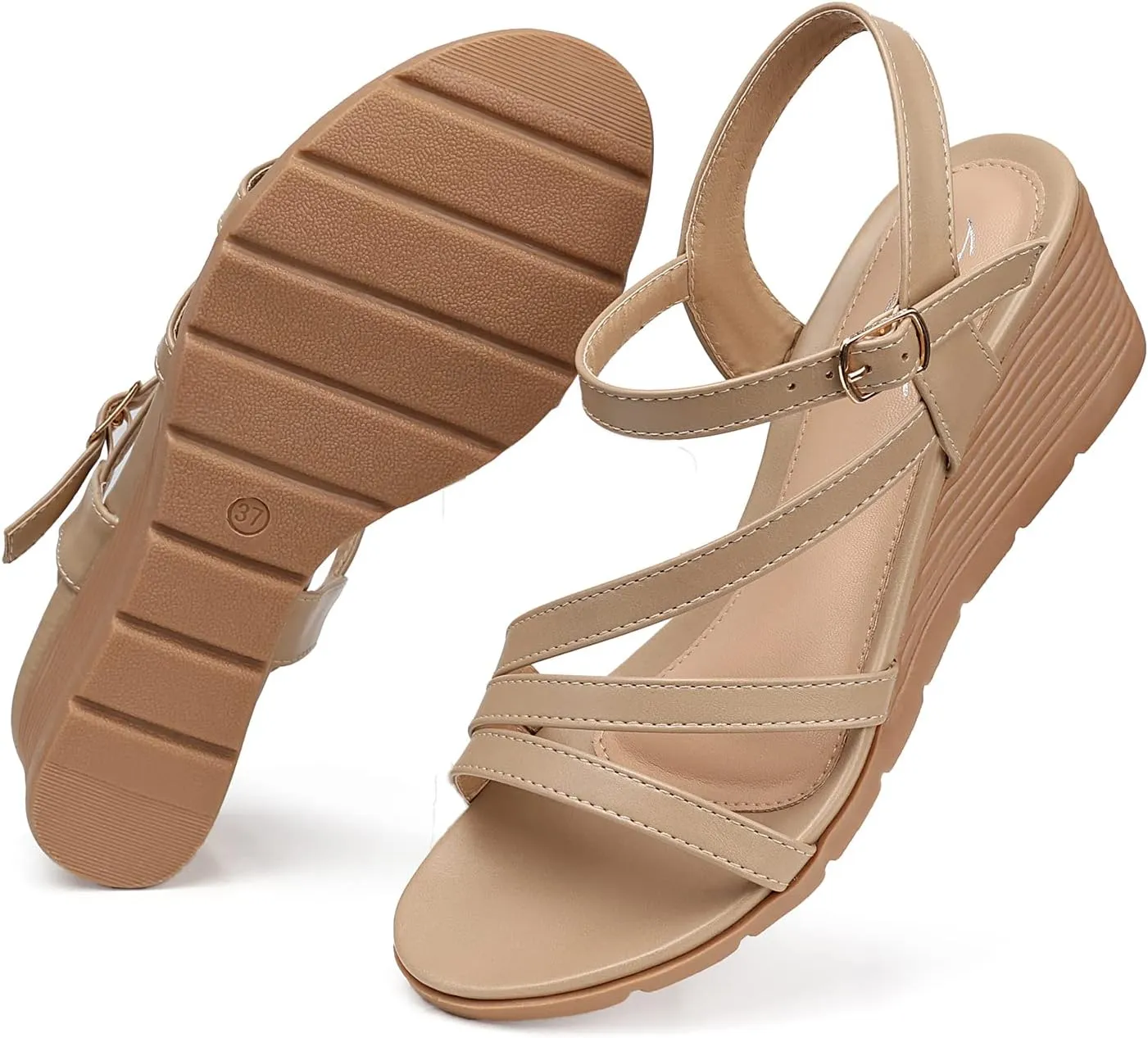 SHIBEVER Wedge Sandals for Dressy Women Platform Summer Womens Low Heels Arch Support Sandal