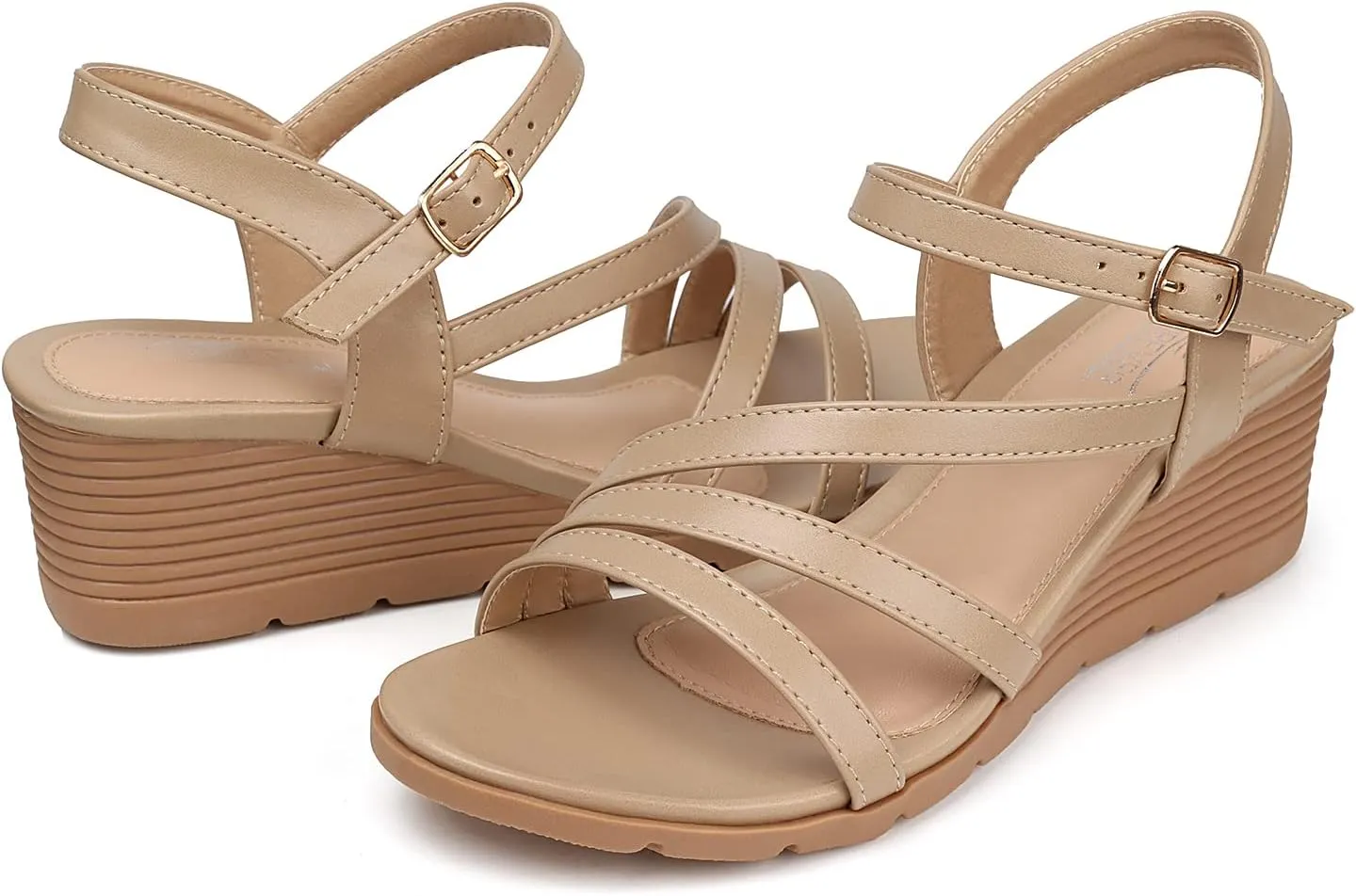 SHIBEVER Wedge Sandals for Dressy Women Platform Summer Womens Low Heels Arch Support Sandal