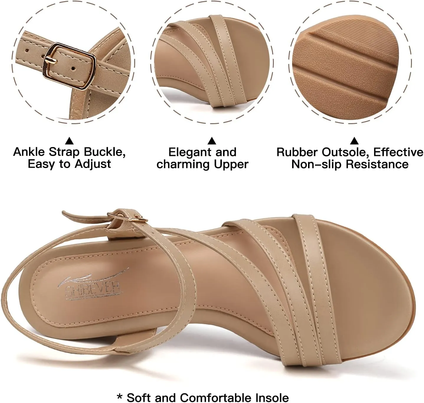 SHIBEVER Wedge Sandals for Dressy Women Platform Summer Womens Low Heels Arch Support Sandal