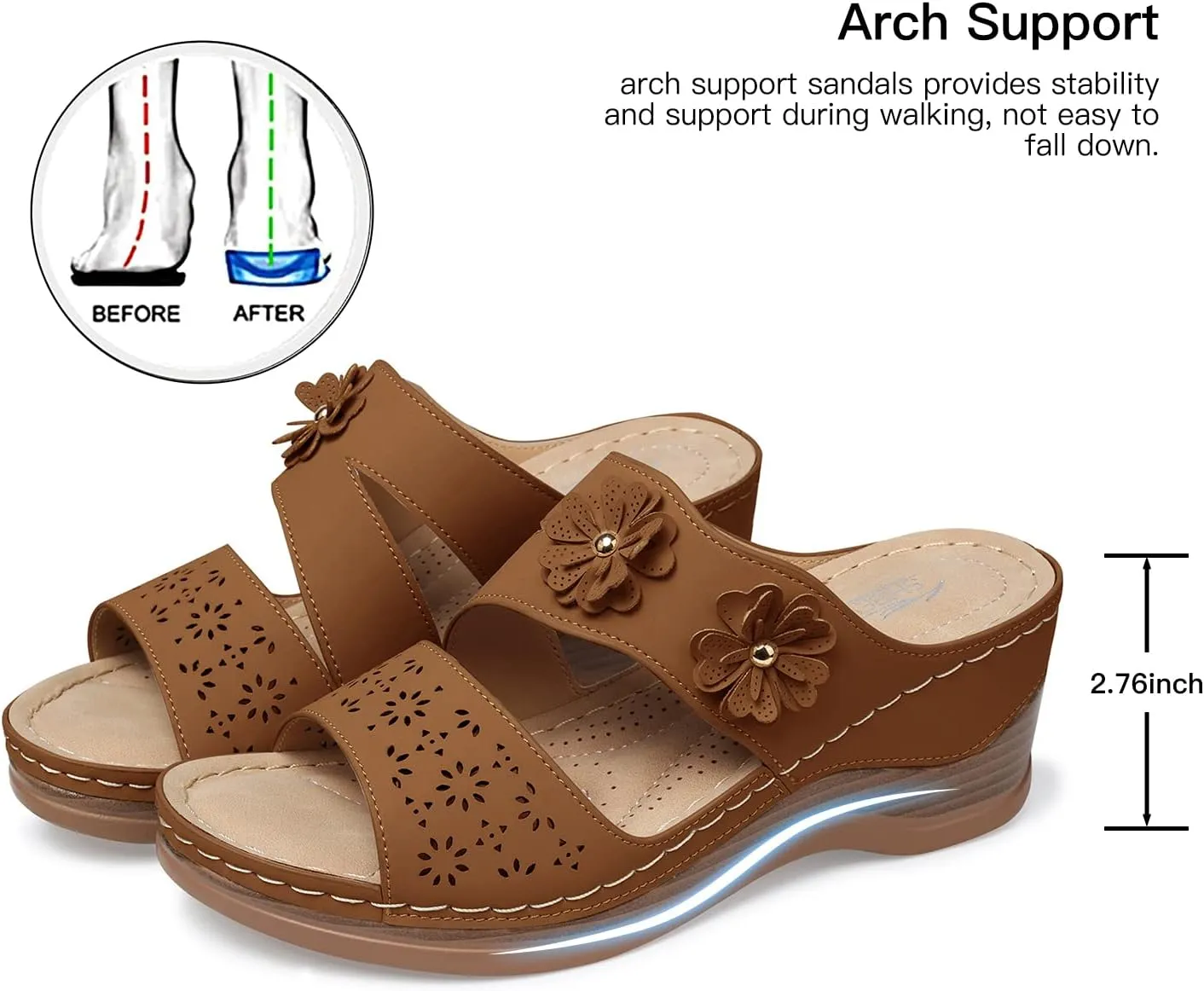 SHIBEVER Wedge Sandals for Dressy Women Platform Summer Womens Low Heels Arch Support Sandal