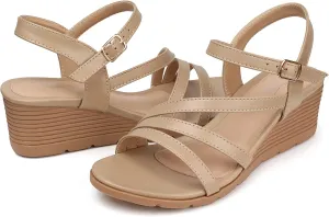 SHIBEVER Wedge Sandals for Dressy Women Platform Summer Womens Low Heels Arch Support Sandal