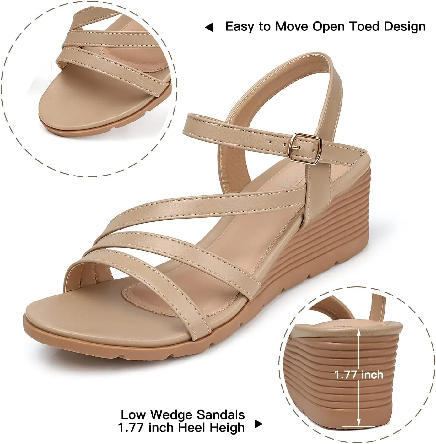SHIBEVER Wedge Sandals for Dressy Women Platform Summer Womens Low Heels Arch Support Sandal