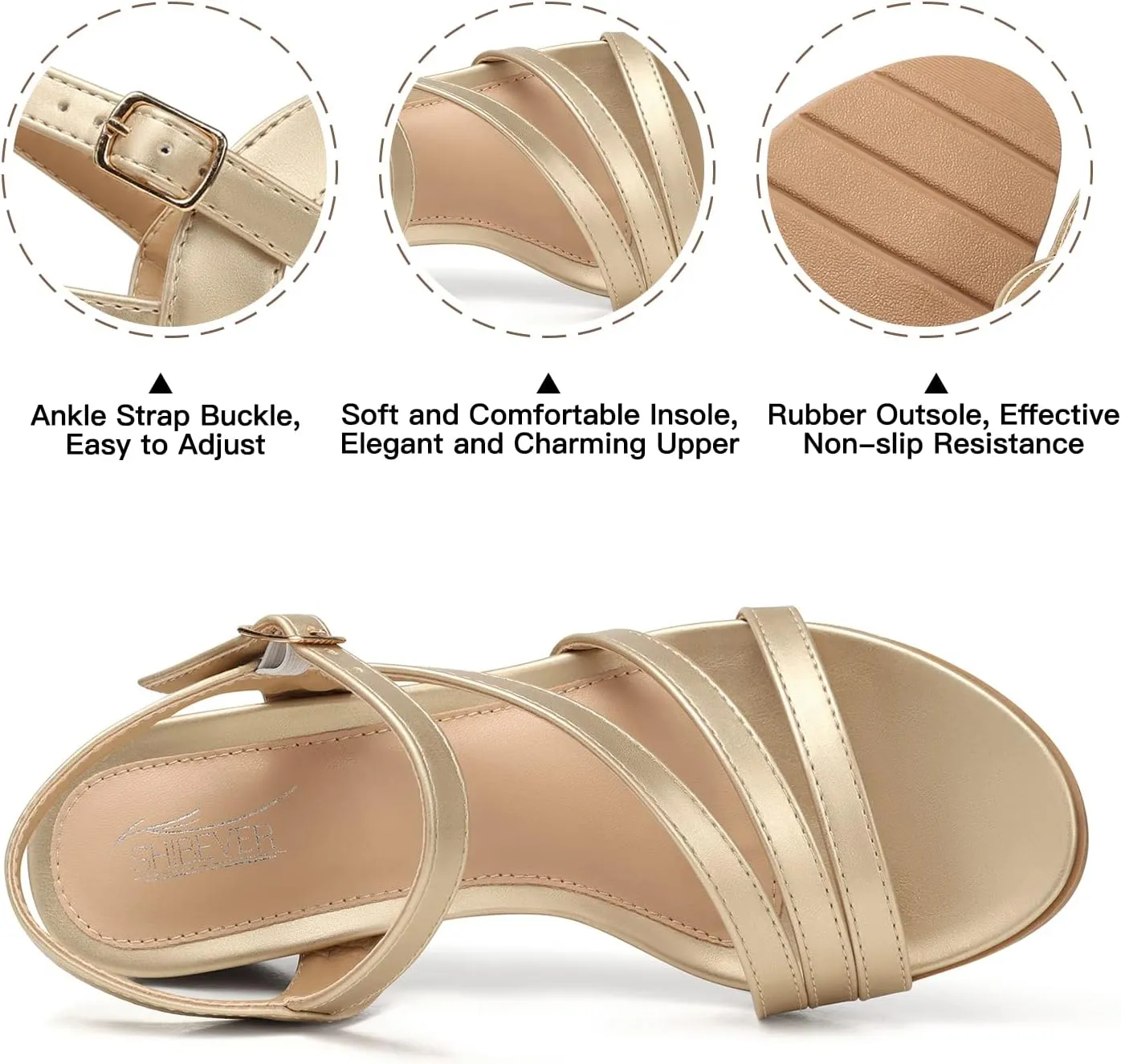 SHIBEVER Wedge Sandals for Women Dressy: Summer Low Wedges Womens Comfortable Open Toe Sandal