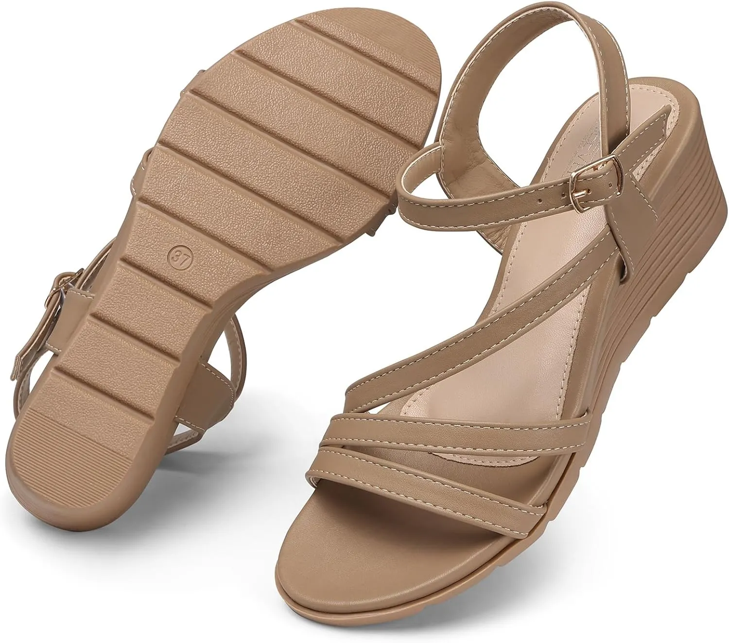 SHIBEVER Wedge Sandals for Women Dressy: Summer Low Wedges Womens Comfortable Open Toe Sandal