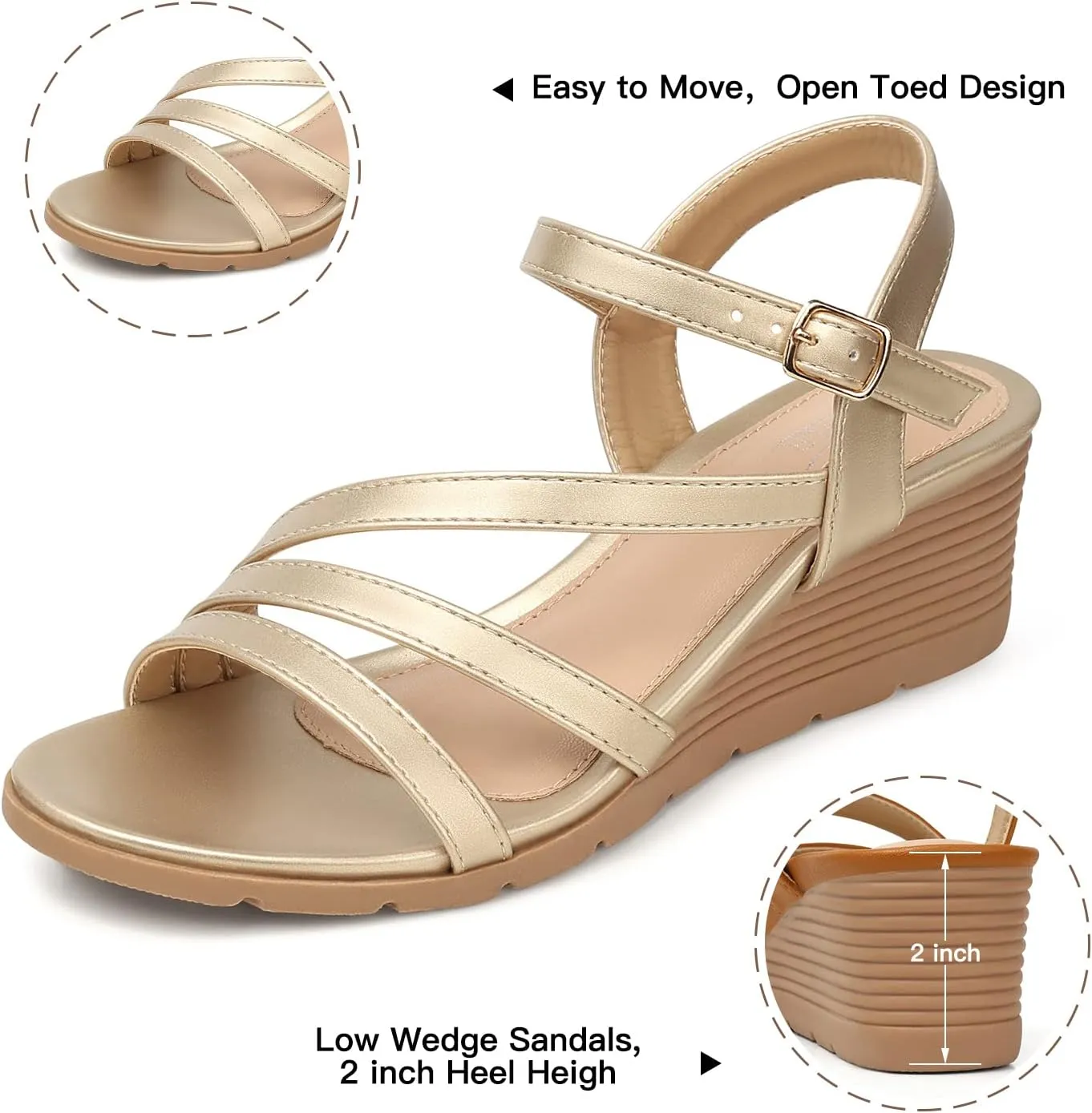 SHIBEVER Wedge Sandals for Women Dressy: Summer Low Wedges Womens Comfortable Open Toe Sandal
