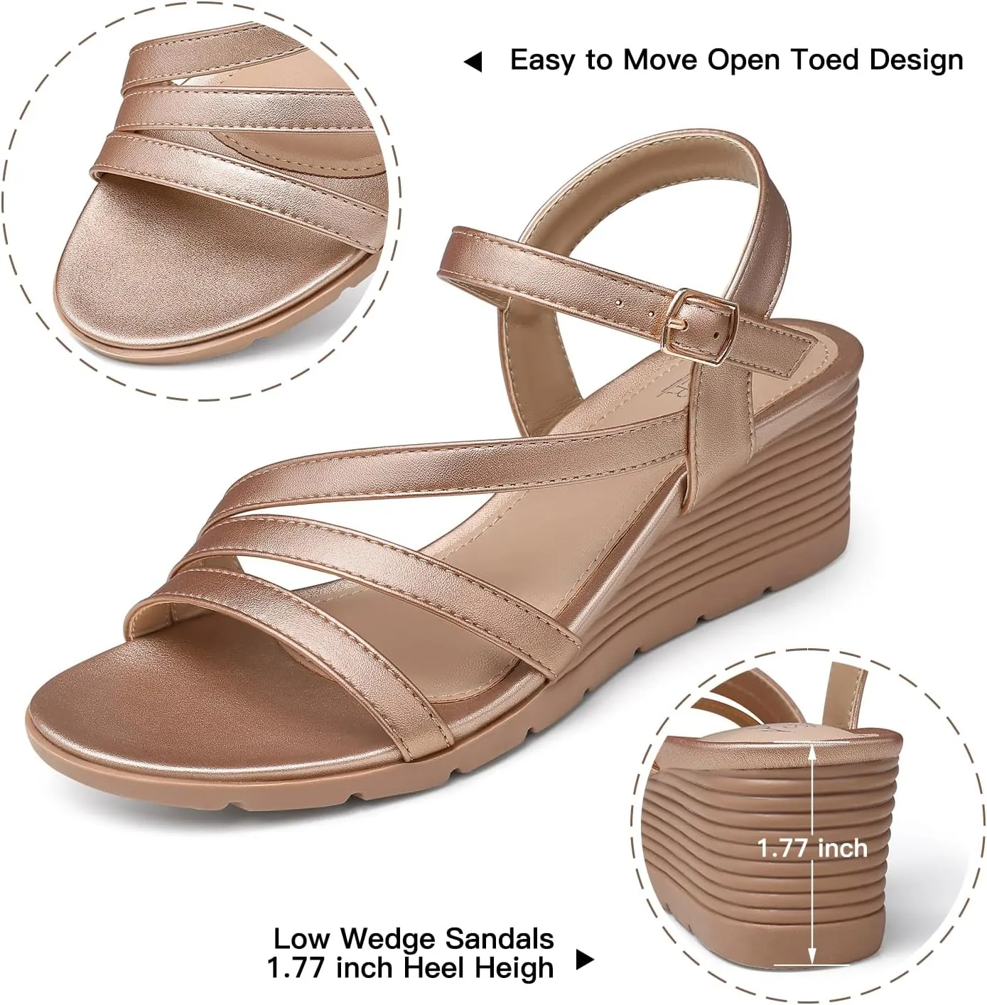 SHIBEVER Wedge Sandals for Women Dressy: Summer Low Wedges Womens Comfortable Open Toe Sandal