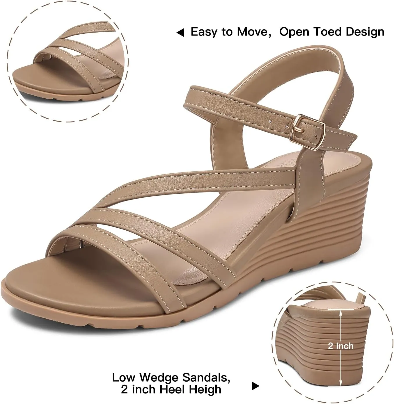 SHIBEVER Wedge Sandals for Women Dressy: Summer Low Wedges Womens Comfortable Open Toe Sandal