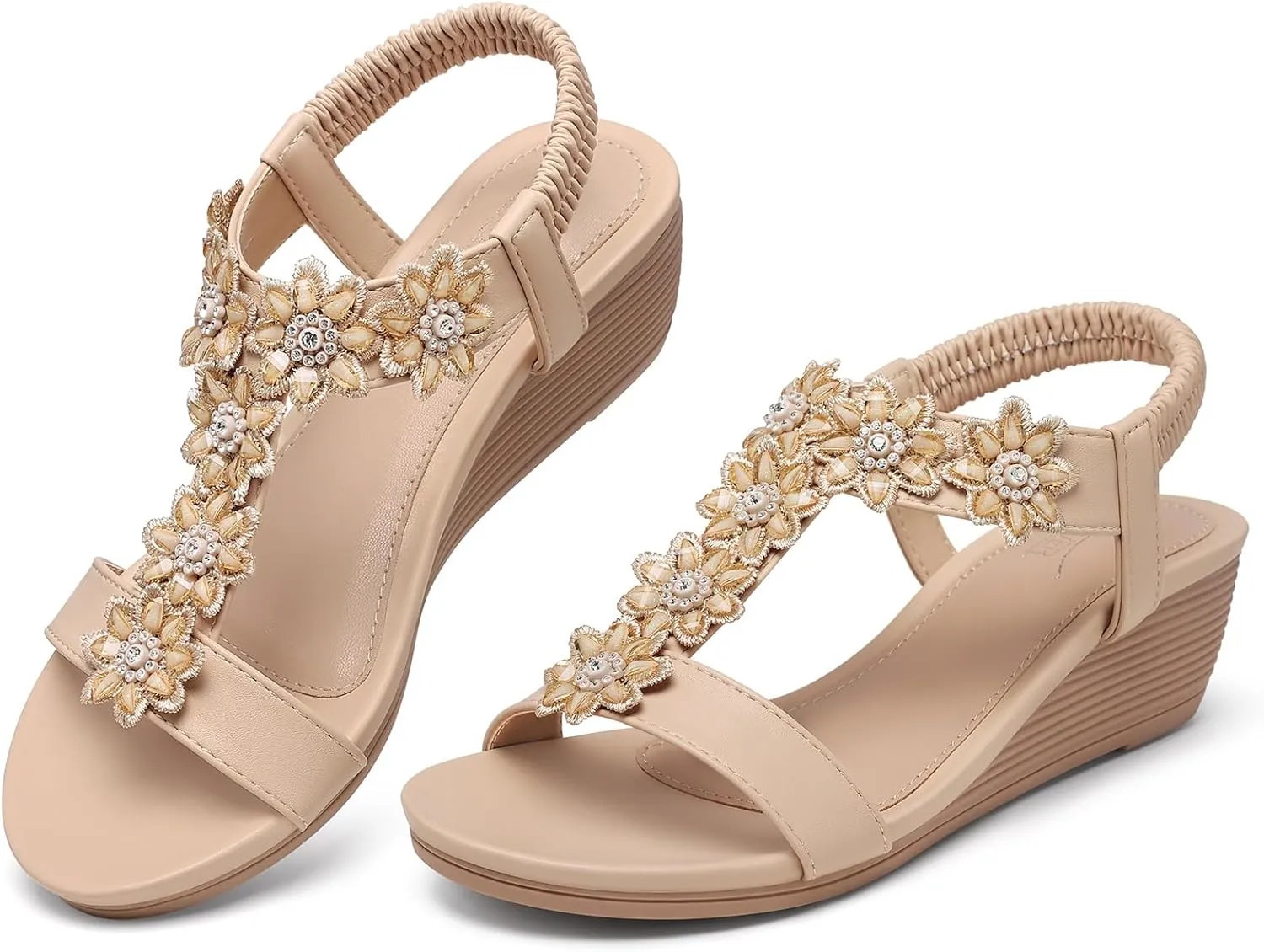 SHIBEVER Wedge Sandals for Women Dressy: Summer Platform Comfortable Low Wedges Womens Sandal