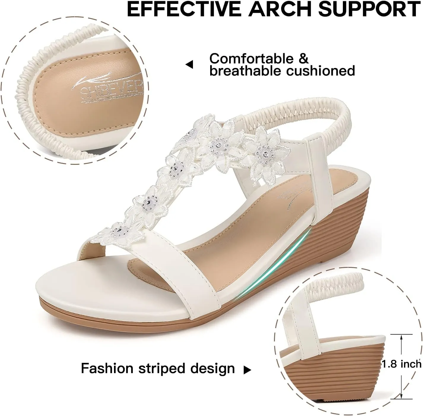 SHIBEVER Wedge Sandals for Women Dressy: Summer Platform Comfortable Low Wedges Womens Sandal