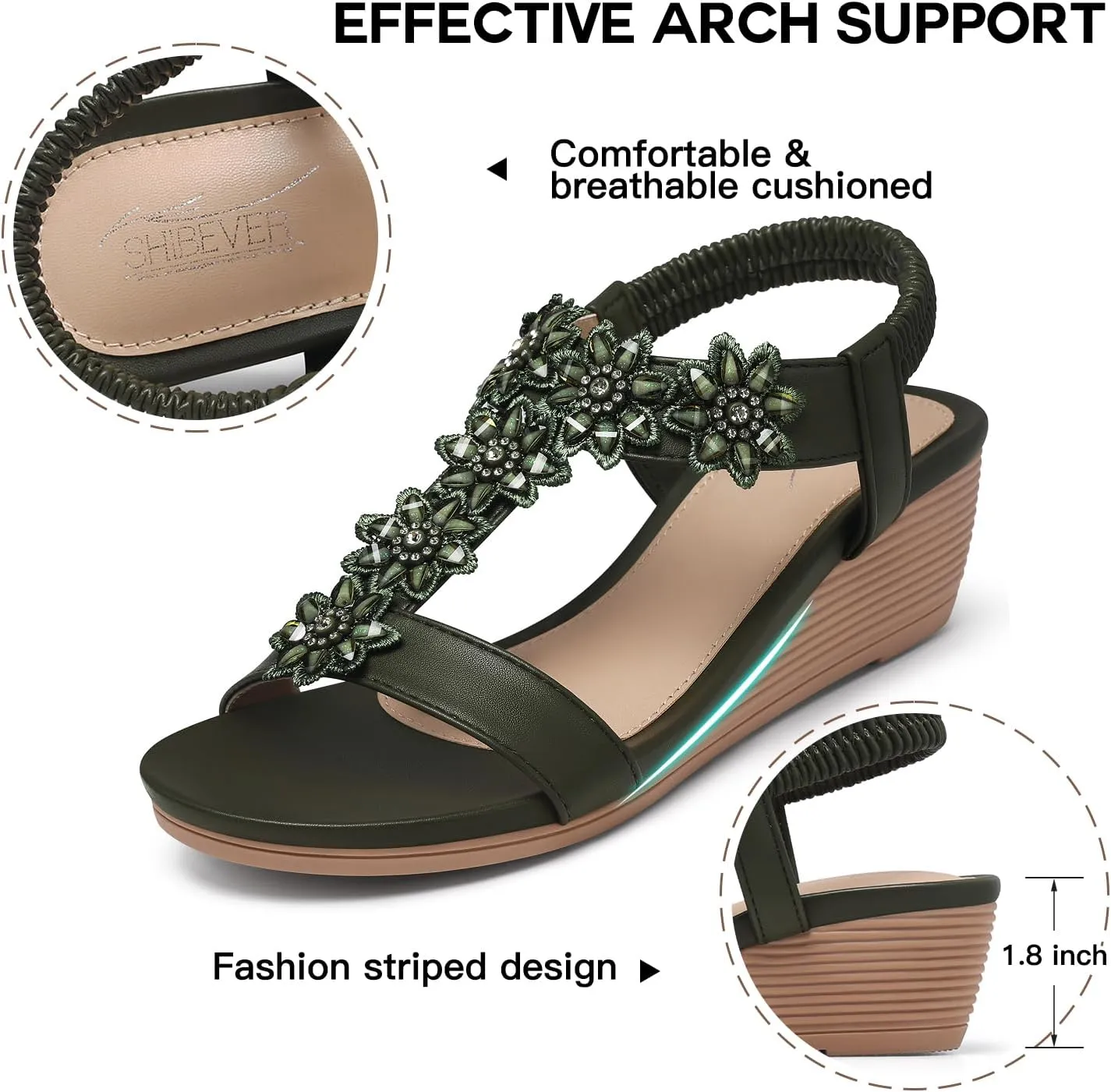 SHIBEVER Wedge Sandals for Women Dressy: Summer Platform Comfortable Low Wedges Womens Sandal