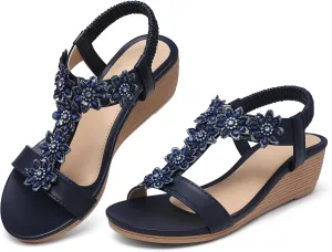 SHIBEVER Wedge Sandals for Women Dressy: Summer Platform Comfortable Low Wedges Womens Sandal