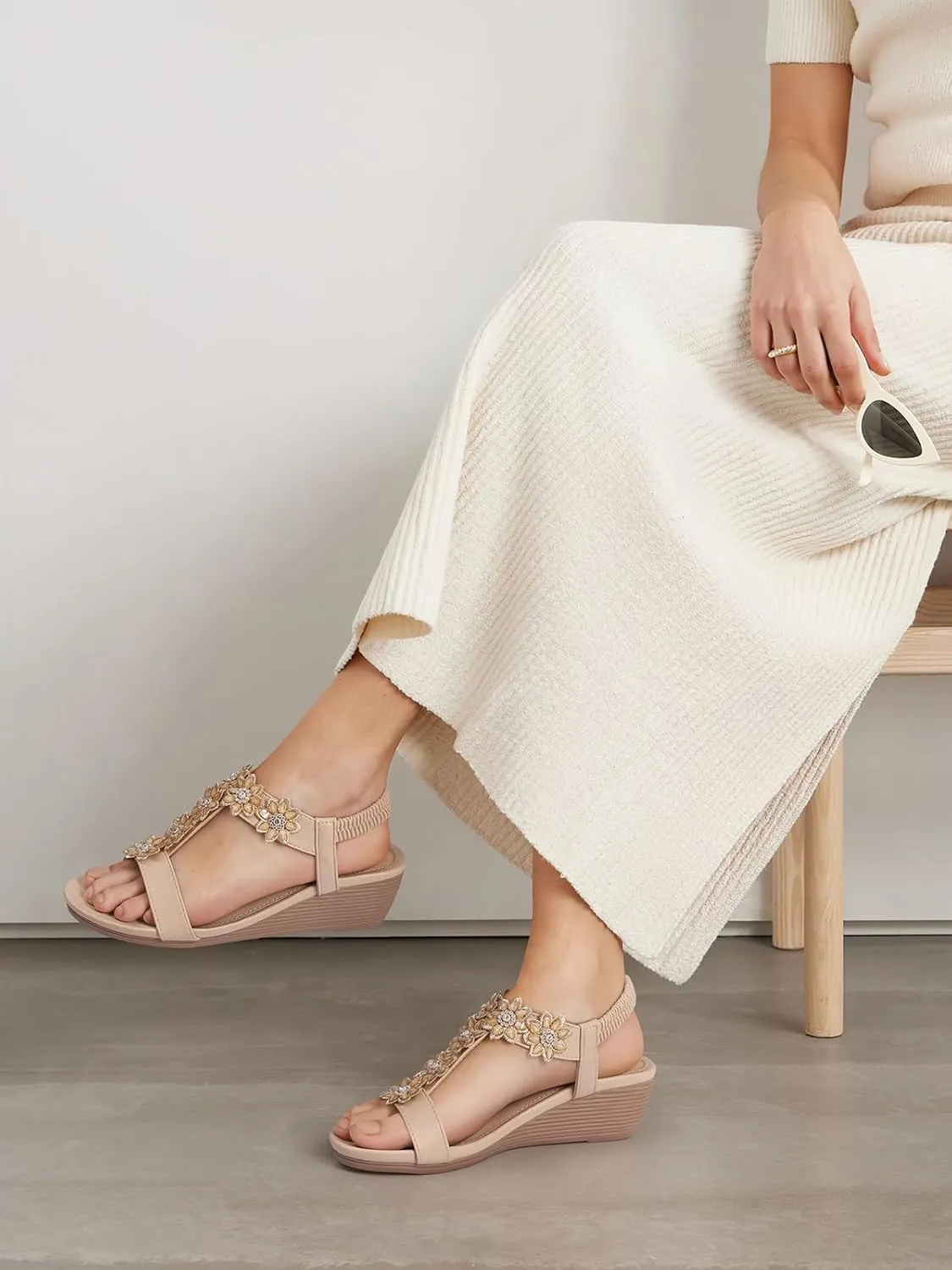 SHIBEVER Wedge Sandals for Women Dressy: Summer Platform Comfortable Low Wedges Womens Sandal