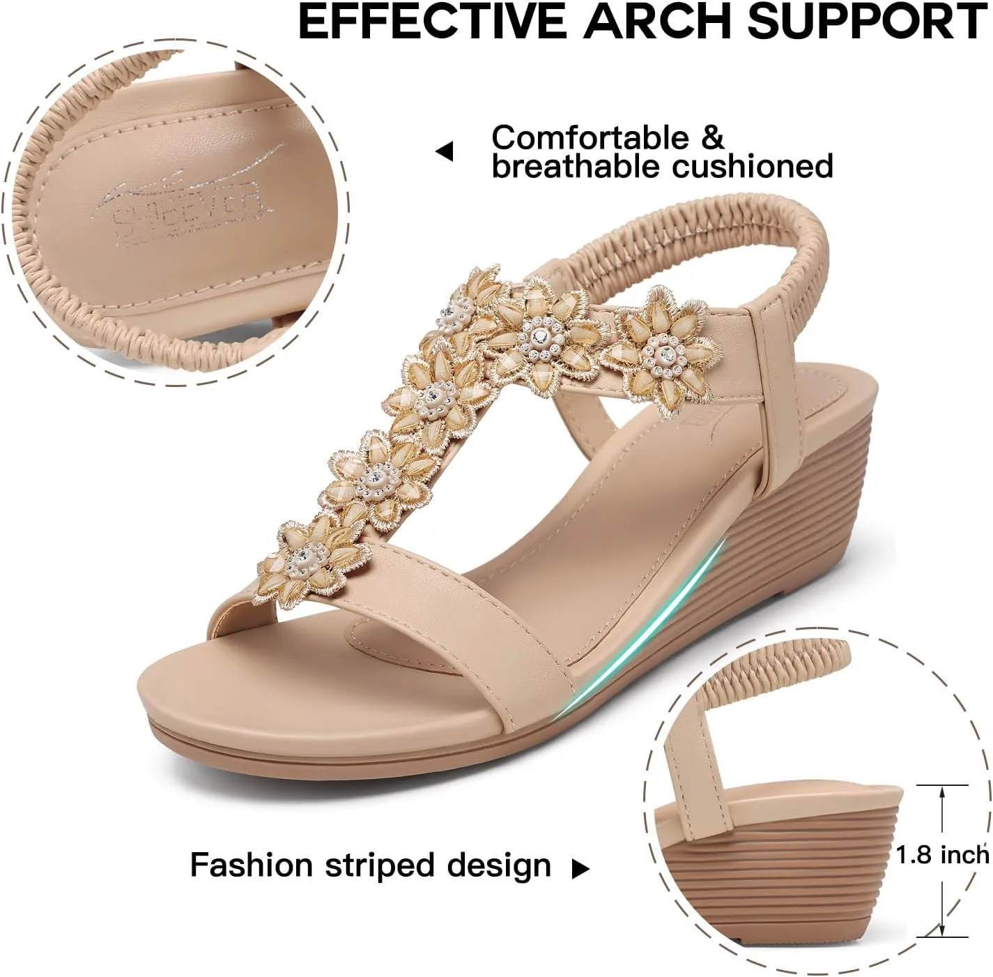 SHIBEVER Wedge Sandals for Women Dressy: Summer Platform Comfortable Low Wedges Womens Sandal