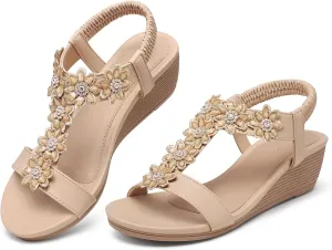 SHIBEVER Wedge Sandals for Women Dressy: Summer Platform Comfortable Low Wedges Womens Sandal