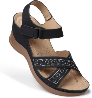SHIBEVER Women's Wedge Sandals Platform: Comfortable Dressy Arch Support - Summer Open Toe Women Sandals