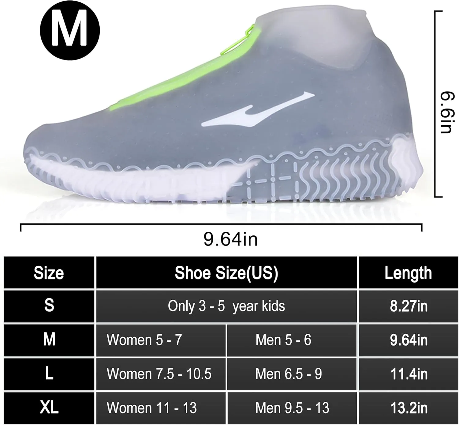 Shoe Covers Waterproof Reusable Foldable Not-Slip Rain Shoe Covers with Zipper,Shoe Protectors Overshoes Rain Galoshes for Kids Men and Women