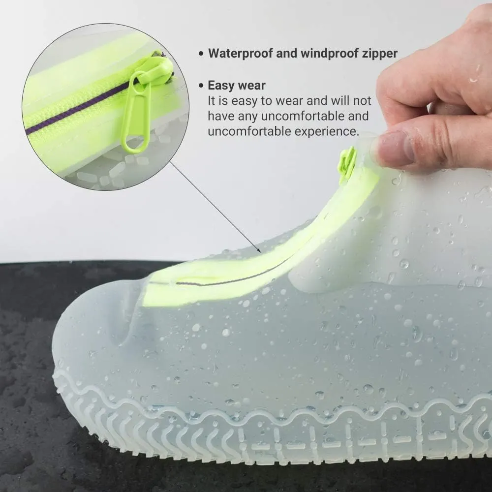 Shoe Covers Waterproof Reusable Foldable Not-Slip Rain Shoe Covers with Zipper,Shoe Protectors Overshoes Rain Galoshes for Kids Men and Women