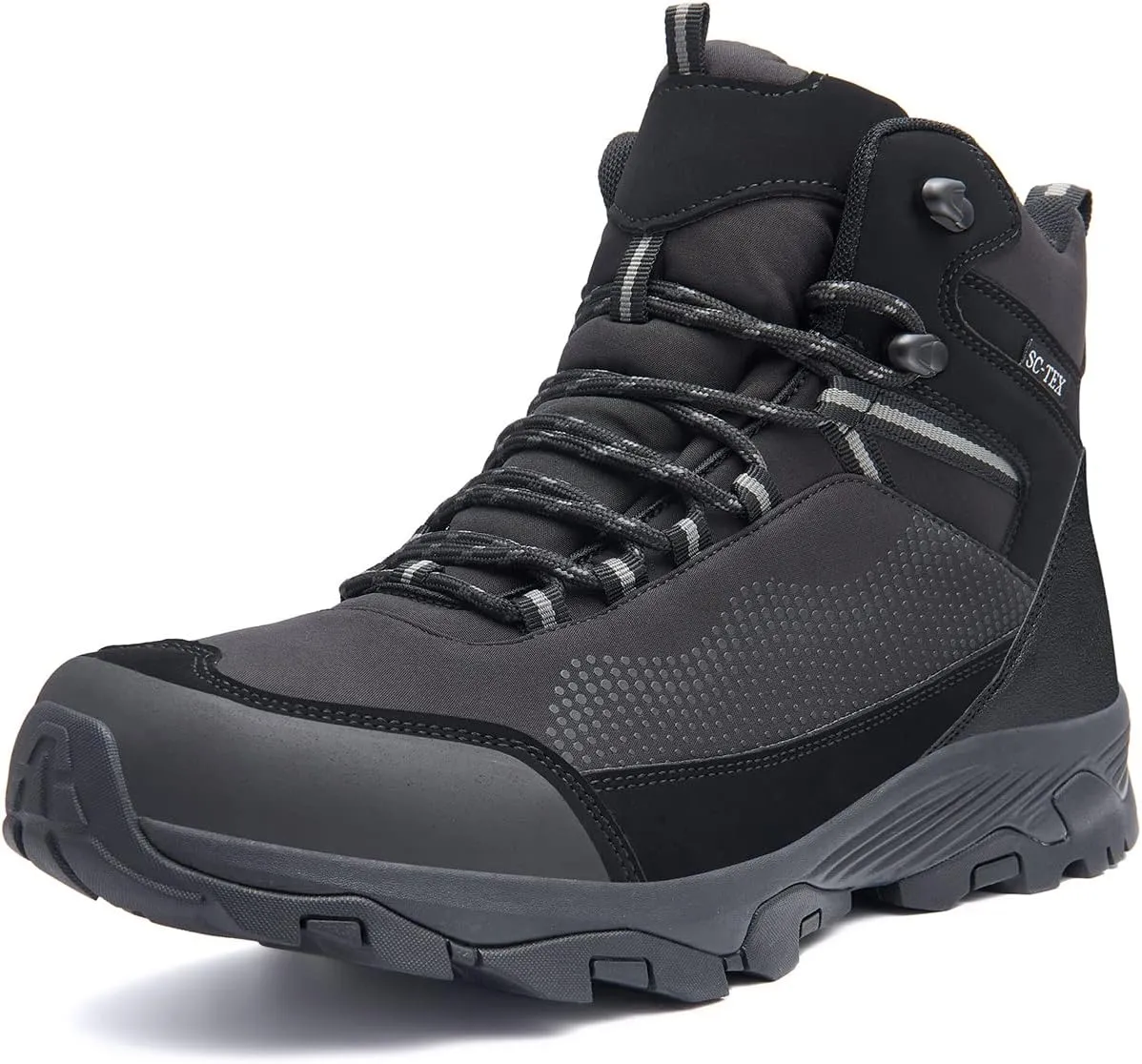 SILENTCARE Men's Hiking Boots Waterproof Non-Slip Mid Ankle Lightweight Outdoor Trekking Backpacking Work Mountaineering Trails Shoes