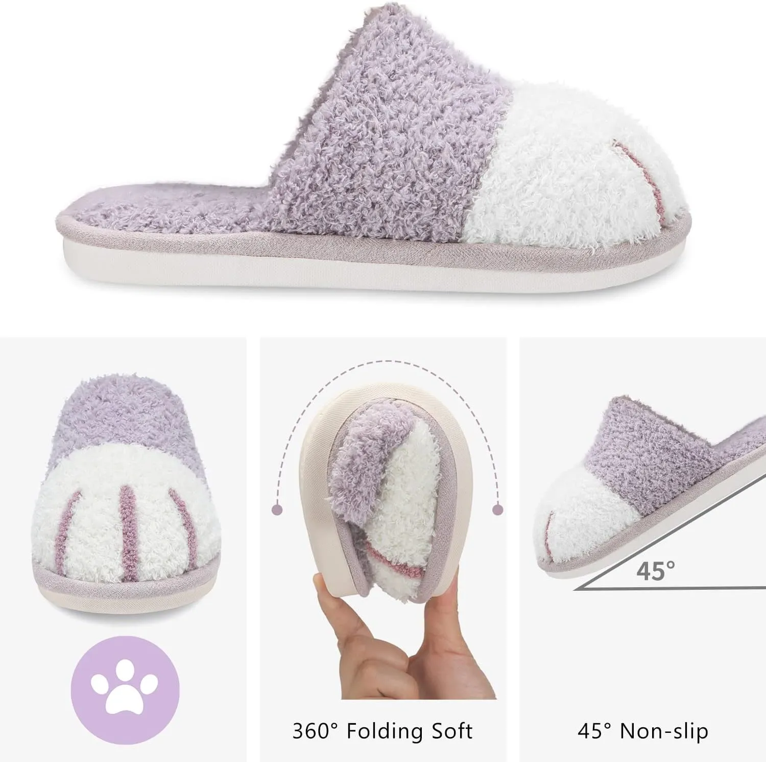 SINNO Cute Animal Slippers for Women Indoor Outdoor Memory Foam House Slipper Soft Warm Cozy Fuzzy Bedroom Non-Slip Shoes Christmas Gift ladies